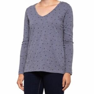 Dylan Long Sleeve Tee V-neck Stars Cotton Slub Sz XL Blue Gray